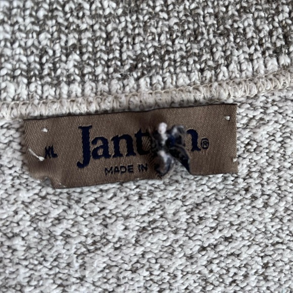 VTG Janton Grey V-Neck Oversized Slouchy Patterned Sweater: Size L - Picture 2 of 5